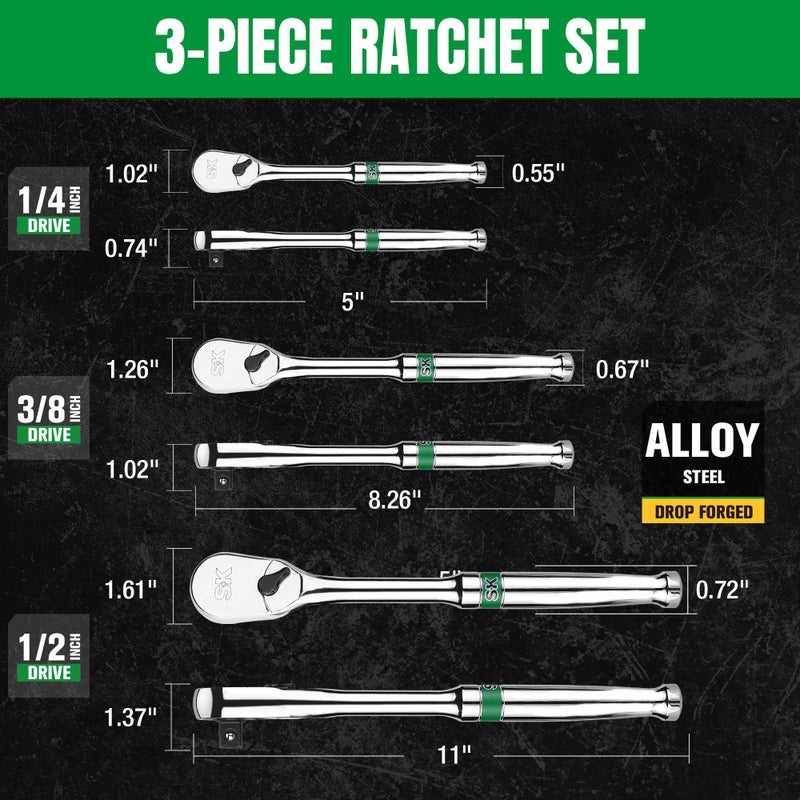 SK 3-Piece Ratchet Set, 1/4 - Image 5